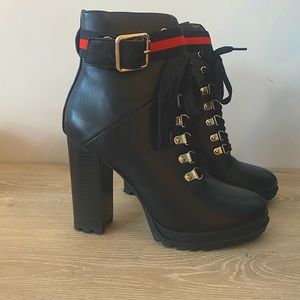 Lace-Up Heeled Hiker Boots